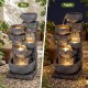 33" H outdoor water fountain with LED lights, featuring a 5-tier cascading design for a calming ambiance in any patio.