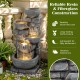 33" H outdoor water fountain with LED lights, featuring a 5-tier design and realistic gray stone look for a calming.
