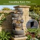 33" outdoor water fountain featuring a 5-tier cascading design, LED lights, and realistic gray stone for a calming.