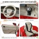 Lexus LC500 kids electric vehicle interior features steering wheel, safety belt, and openable door with gas pole.