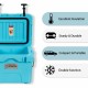 Portable blue insulated ice cooler with 24-can capacity, featuring sturdy design, cup holders, and excellent insulation.