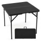 34-inch square foldable card table in black with a carrying handle, perfect for indoor and outdoor use.