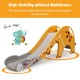 3-in-1 kids climber slide play set in yellow with basketball hoop, designed for safe fun and stability for ages 1-6.