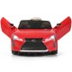 Lexus LC500 licensed kids' ride-on car in red with remote control, LED lights, and spring suspension for smooth driving.