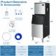 Split commercial ice maker with 198 lbs storage bin, producing 353 lbs of ice daily, featuring a smart LCD control.