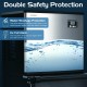Split commercial ice maker with LCD control panel, producing 353 lbs of ice daily, featuring water shortage and ice.