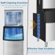 Split commercial ice maker producing 353 lbs of ice daily, featuring self-cleaning and effective heat insulation.