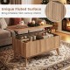 Fluted lift-top coffee table in walnut with hidden storage and rubber wood legs, perfect for mid-century style living.