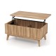 Lift-top walnut coffee table with fluted design, spacious storage, and rubber wood legs for versatile use in any room.