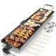 35-inch electric griddle showcasing various grilled meats and seafood, featuring 5-level temperature control for.