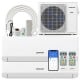 36000 BTU 2 Zone mini split air conditioner with heat pump, WiFi enabled, includes indoor and outdoor units for.