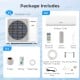 36000 BTU mini split air conditioner package includes outdoor unit, two indoor units, remote control, and installation.