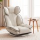 Beige 360-degree swivel floor gaming chair with adjustable backrest and sponge filling for comfort and support.