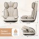 Beige 360-degree swivel floor gaming chair with adjustable backrest, sponge filling, and compact design for versatile.
