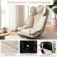 Beige 360° swivel floor gaming chair with adjustable backrest, sponge filling, and removable base cover for comfort and.