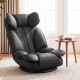 Black 360-degree swivel floor gaming chair with adjustable backrest and sponge filling for ergonomic comfort.