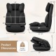 360-degree swivel floor gaming chair in black with adjustable backrest and sponge filling for ergonomic support.
