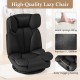 Black 360° swivel gaming chair with adjustable backrest, elastic sponge filling, and premium PU leather for comfort.