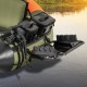 360° rotatable fishing boat accessory set showing rod rack and storage basket, ideal for inflatable boats and kayaks.