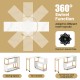 360° rotating sofa side table in white with faux marble top, featuring storage shelf and hooks for versatile living.