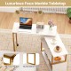 360° rotating sofa side table with luxurious faux marble tabletop, sturdy metal frame, and S-shaped storage shelf for.