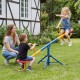 Kids enjoy the 360° rotation seesaw with EVA foam handles and sturdy frame for safe outdoor fun in the playground.