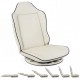 Beige 360° swivel floor gaming chair with 5-level adjustable backrest for ergonomic support and comfort.