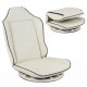 Beige 360° swivel floor gaming chair with adjustable backrest for ergonomic comfort and easy maintenance.