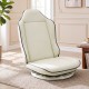 Beige 360° swivel floor gaming chair with adjustable backrest, offering ergonomic support for comfortable seating.