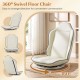 Beige 360° swivel floor gaming chair with adjustable backrest for ergonomic support and easy maintenance.