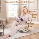 Beige 360° swivel floor gaming chair with adjustable backrest, providing ergonomic support for neck, back, and thighs.
