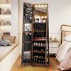 360° swivel jewelry cabinet in rustic brown with LED lights, full-length mirror, and ample storage for cosmetics and.