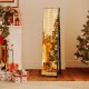 360° swivel jewelry cabinet in rustic brown with full-length mirror and LED lights, perfect for organizing jewelry and.
