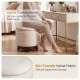Beige 360° swivel velvet footrest with hidden storage, featuring soft sponge and sturdy acacia wood frame for living.