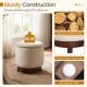 Beige 360° swivel velvet footrest with hidden storage, solid acacia wood frame, supports 400 lbs, ideal for living room.