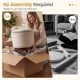 Beige 360° swivel velvet footrest with hidden storage, ready to use out of the box for living room convenience.