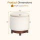 Beige 360° swivel velvet footrest with hidden storage, 18" height, solid acacia wood base, ideal for living room use.