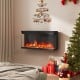 Three-sided 36-inch electric fireplace insert with remote control, showcasing vibrant flames and modern design for cozy.
