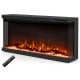 Three-sided electric fireplace insert with remote control, featuring 12 flame colors and sleek modern design for.