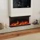 Three-sided 36-inch electric fireplace insert with remote control and 12 flame colors, perfect for modern living rooms.