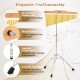 36-bar single-row chimes with beech wood support, adjustable height, and foldable tripod base for easy transport.