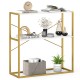 36" console table with white wooden shelves and gold metal frame, ideal for entryways or narrow spaces.