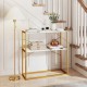 36" console table with white wooden shelves and metal frame, ideal for entryways or narrow spaces, offering ample.