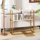 36" console table with white wooden shelves and gold metal frame, ideal for entryways or behind sofas for stylish.