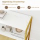 36" console table with a smooth marble texture top, gold metal frame, and open shelves for stylish entryway storage.