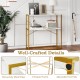 36" console table with white wooden shelves and heavy-duty metal frame, ideal for entryways and narrow spaces.