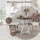 36-inch round dining table with a natural wood-grain surface and sturdy X-shaped metal base, ideal for various settings.