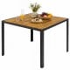 36-inch square outdoor dining table with acacia wood slatted top, suitable for 4 people, perfect for patio gatherings.
