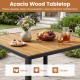 36-inch square outdoor dining table with acacia wood slatted top, perfect for 4 people on your patio or garden.
