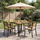36-inch square outdoor dining table with acacia wood slatted top, perfect for 4 people in patio or garden settings.